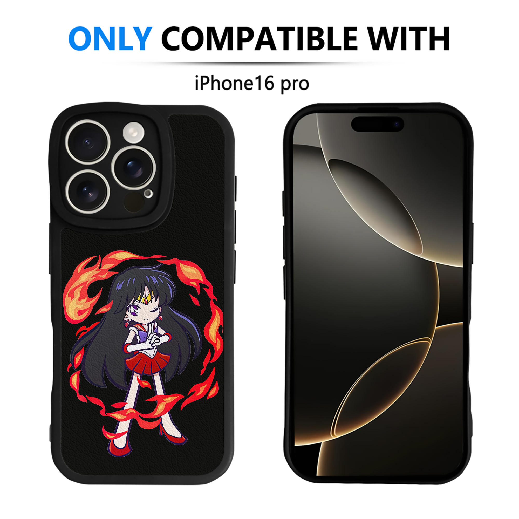 （画像用） 美少女戦士セーラームーン 火野レイ ひの レイ Sailor Moon Hino Rei （セーラーマーズ,Sailor Mars） 【iPhone 16シリーズ対応】シリコンスマホケース（レザー調） 材質：シリコン